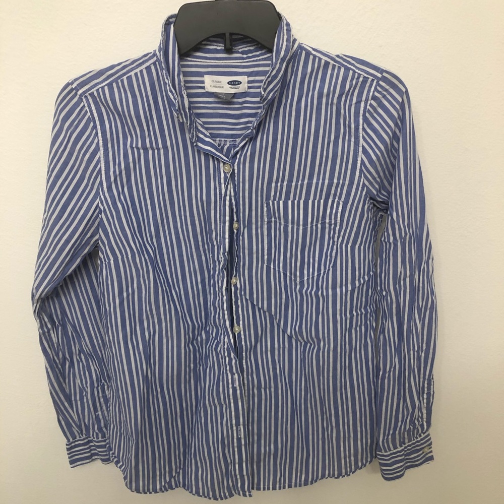 Blue and white striped Old Navy button up